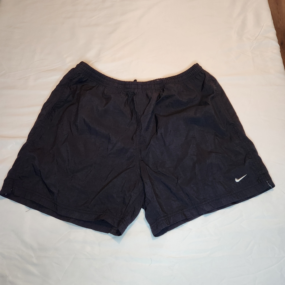 VTG Nike Black Athletic Shorts with White Swoosh